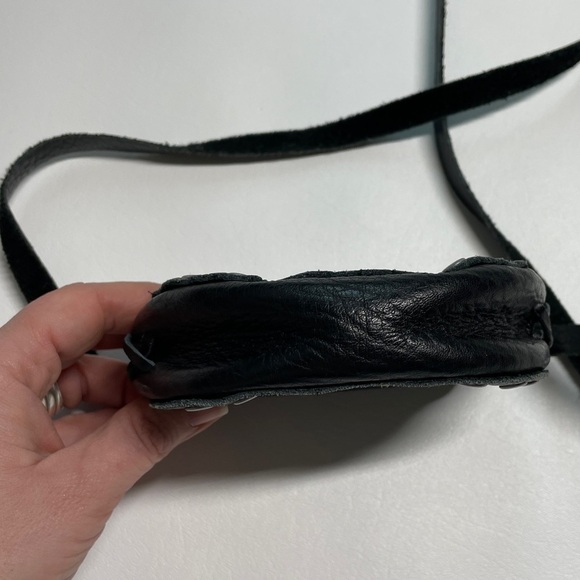 Black Pebbled Leather Mini Crossbody Bag with Studs - Picture 6 of 8